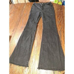 Size 9 S.O.N.G. Fit n Flare Black Stretch Denim Jeans Raw Hem Pockets Belt Loops